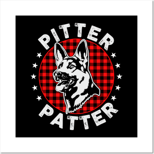 Pitter Patter Buffalo Plaid Edition German Shepherd Dog Woof Posters and Art